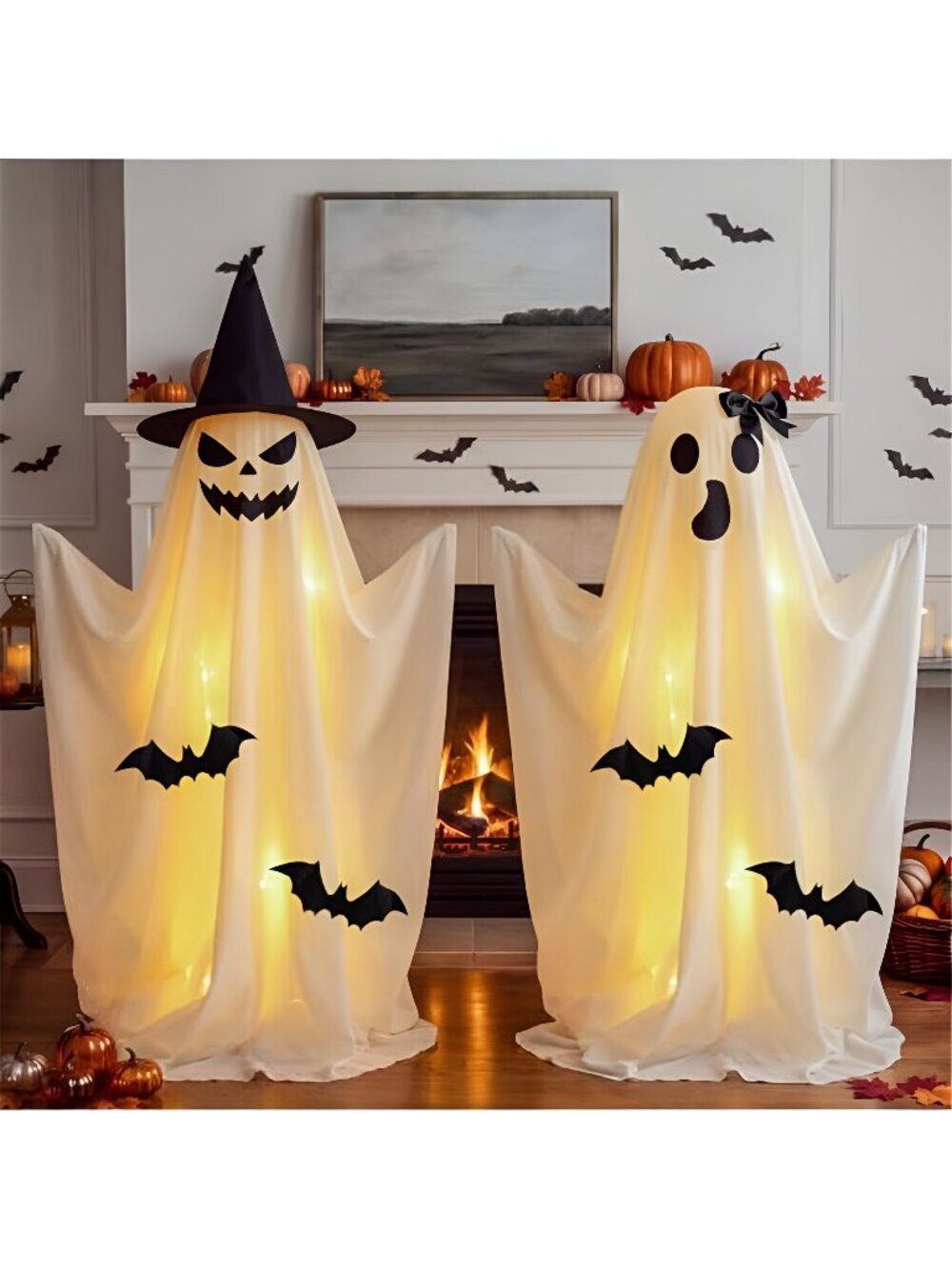 2 Pcs Halloween Light up Ghost Decorations Indoor, Purple